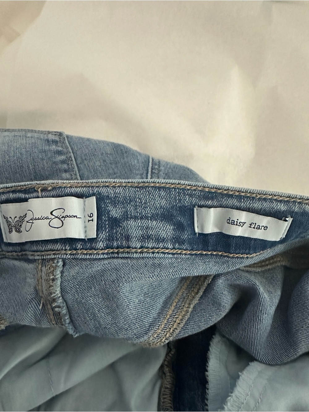 Jessica Simpson Daisy Embroidered Flare Jeans Women's Size 16 Boho Y2K Denim - Picture 4 of 5